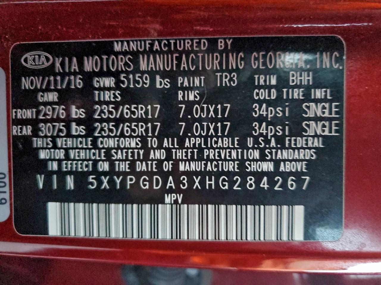 2017 KIA SORENTO LX photo 12
