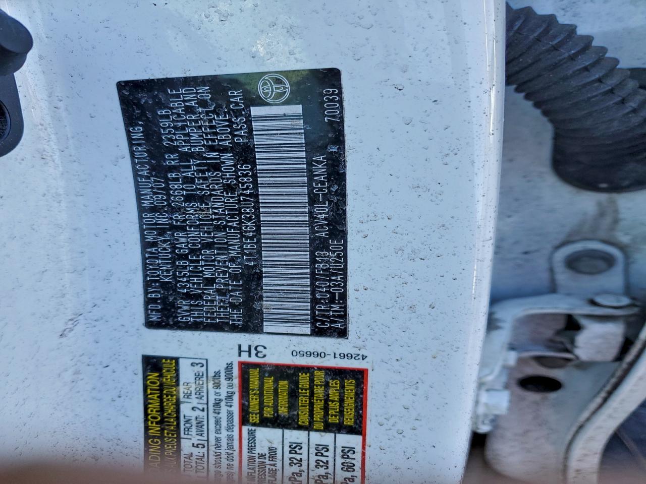 2008 TOYOTA CAMRY CE photo 13