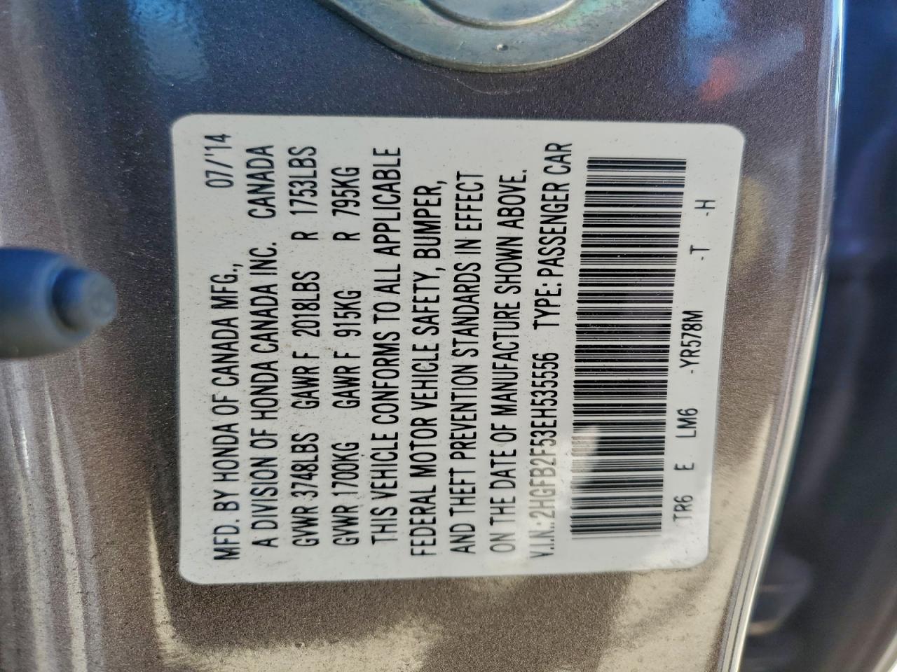 2014 HONDA CIVIC LX photo 12