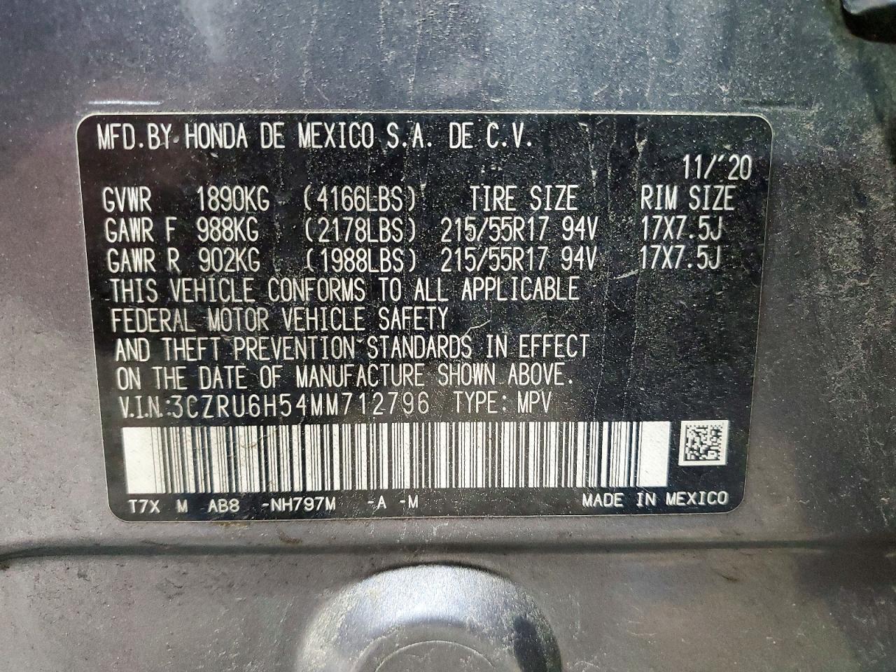 2021 HONDA HR-V EX photo 13