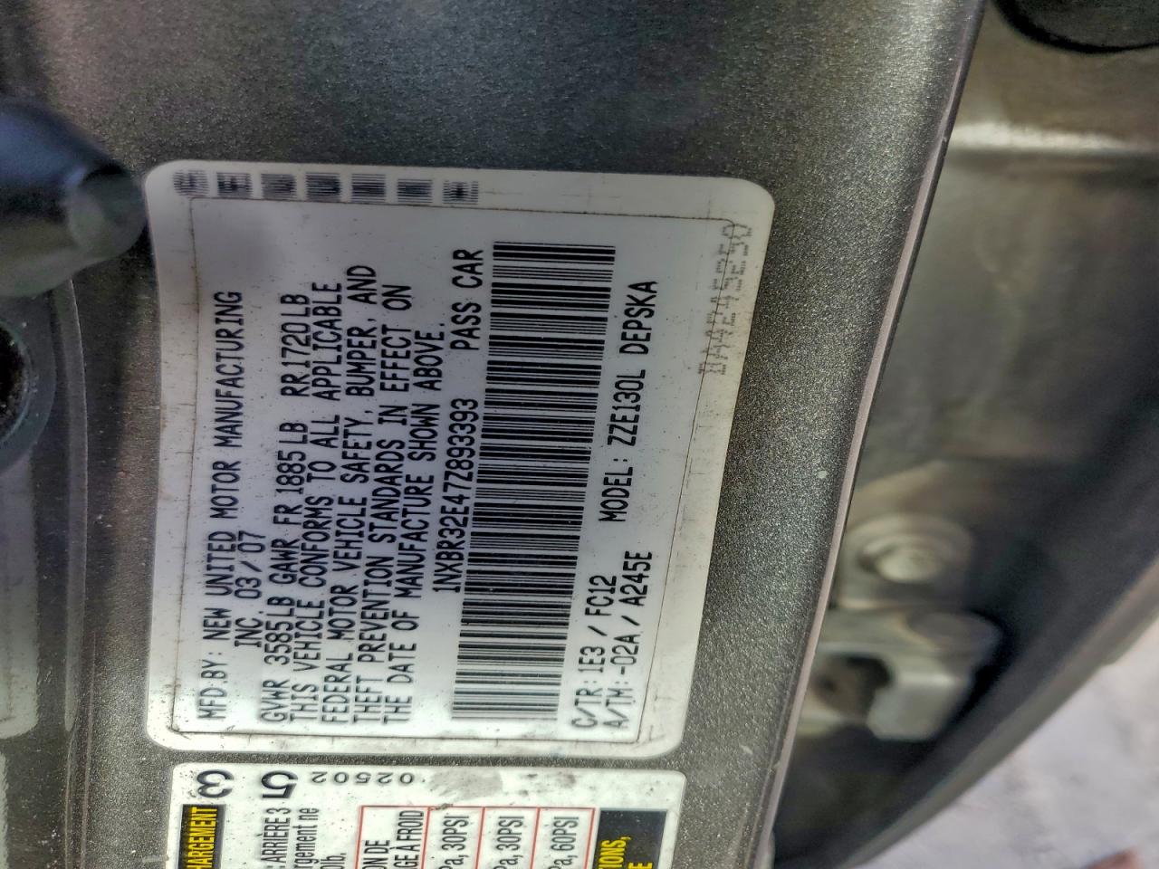 2007 TOYOTA COROLLA CE photo 12