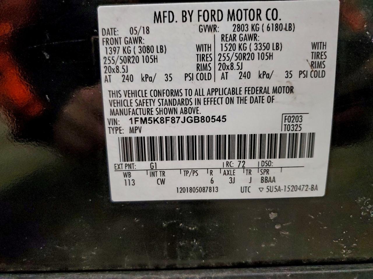 2018 FORD EXPLORER LIMITED photo 13