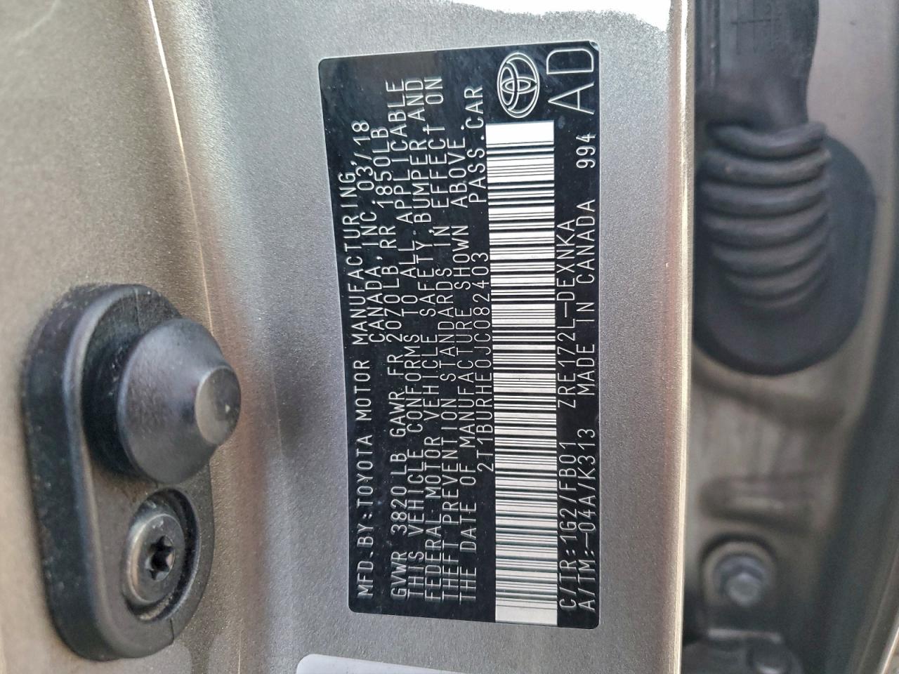 2018 TOYOTA COROLLA L photo 12