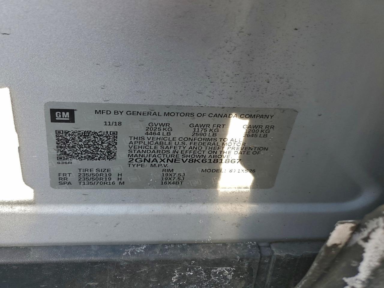 2019 CHEVROLET EQUINOX PREMIER photo 13