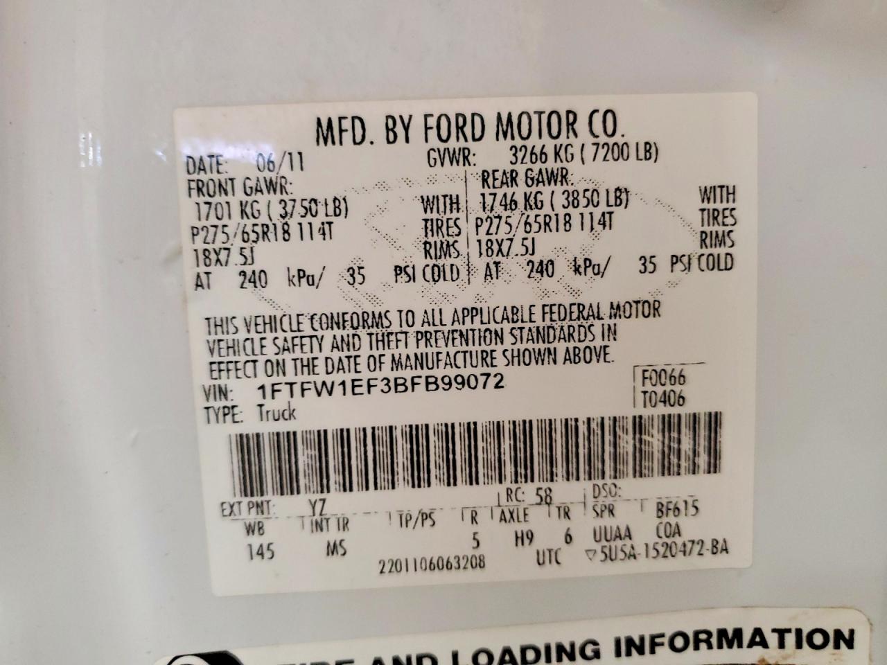 2011 FORD F150 SUPERCREW photo 12