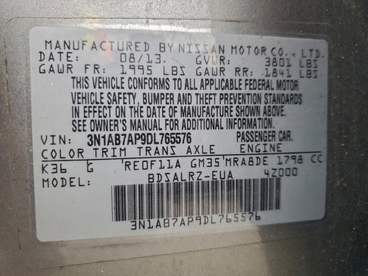 2013 NISSAN SENTRA S photo 12