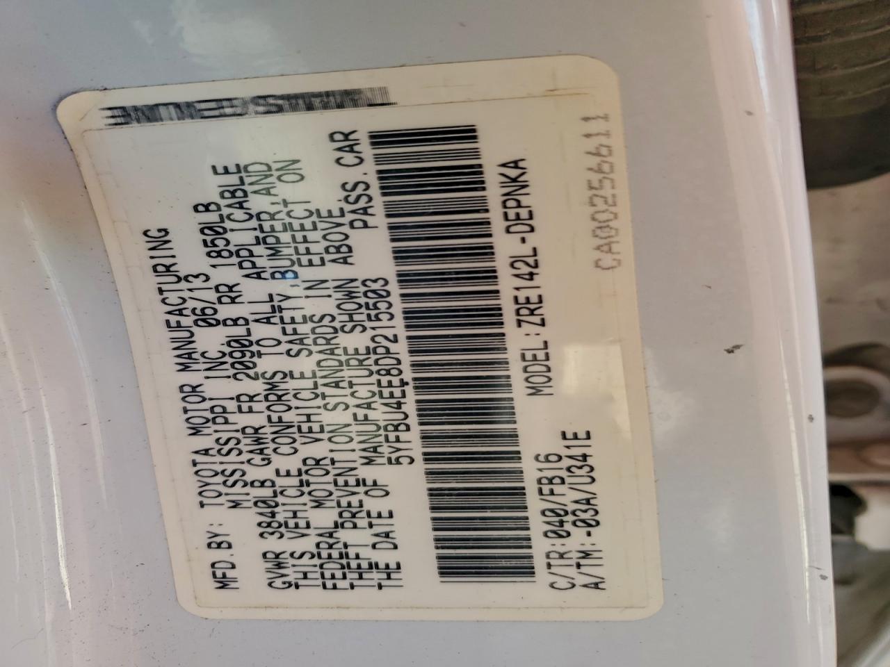 2013 TOYOTA COROLLA BASE photo 12