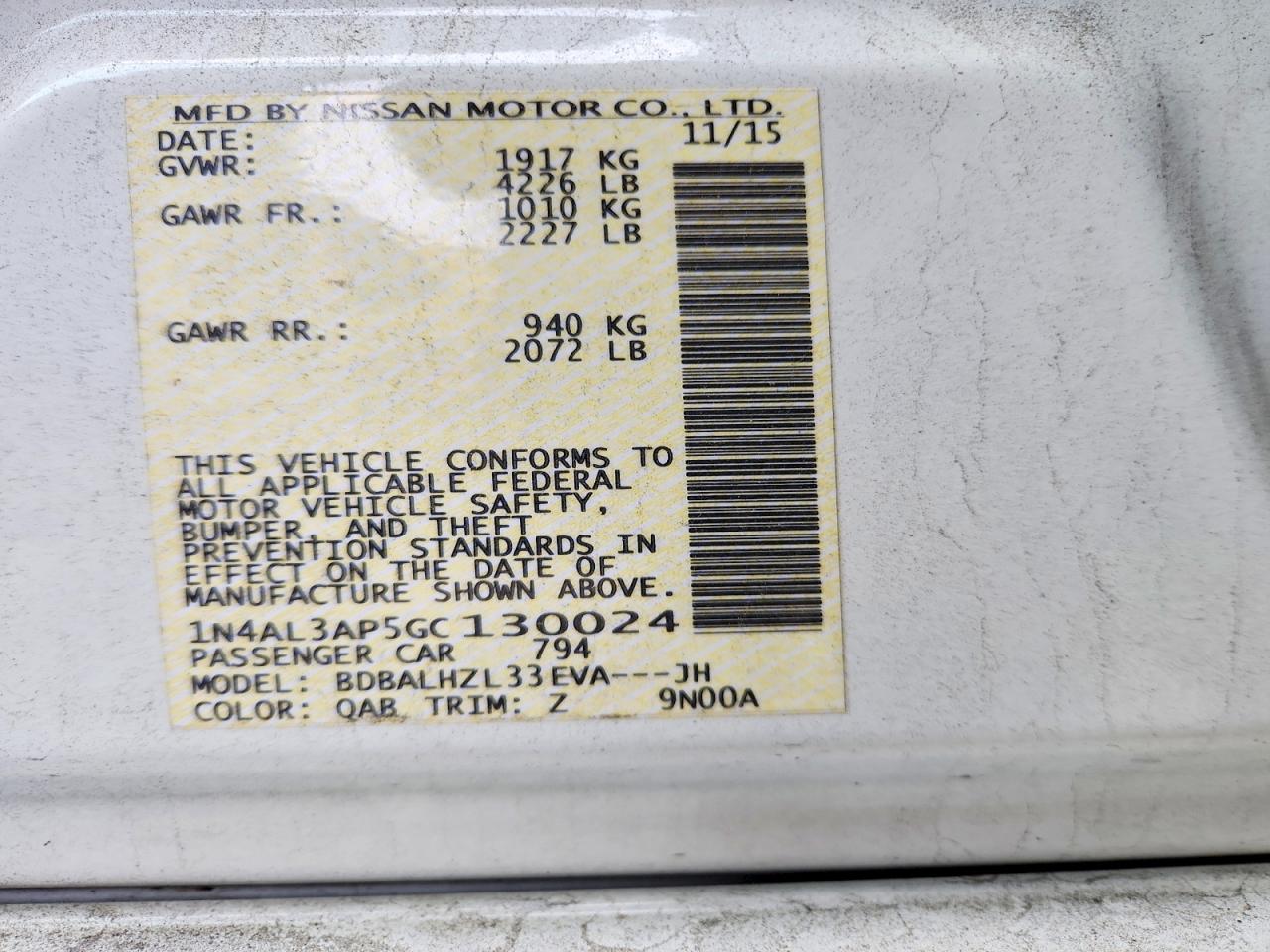 2016 NISSAN ALTIMA 2.5 photo 12
