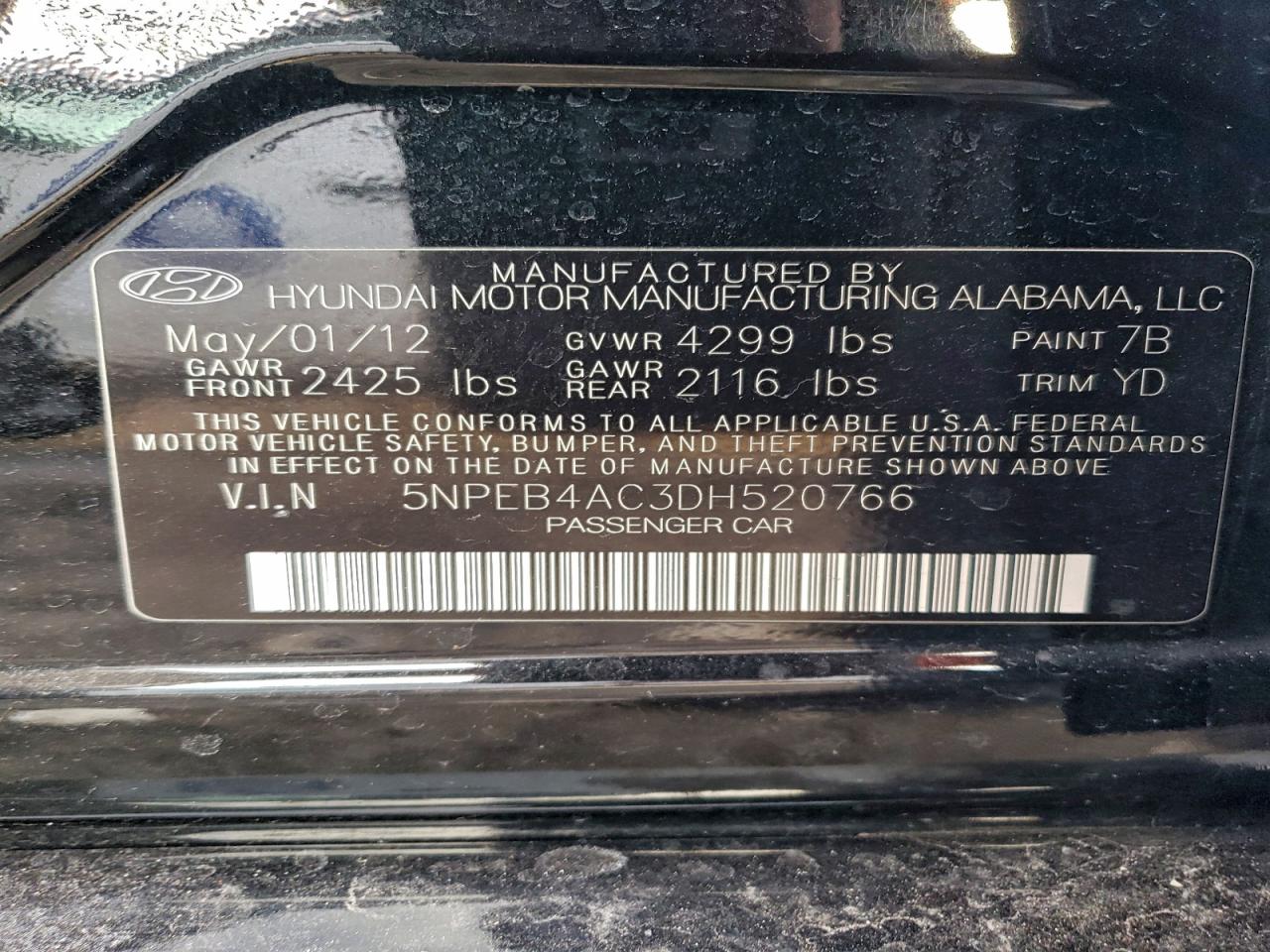 2013 HYUNDAI SONATA GLS photo 12