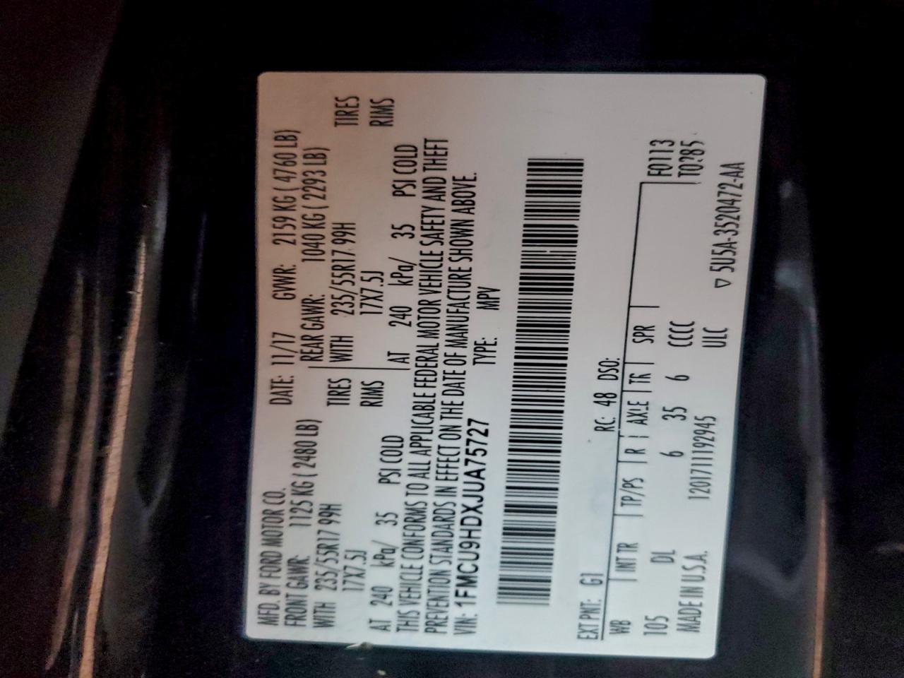 2018 FORD ESCAPE SEL photo 13