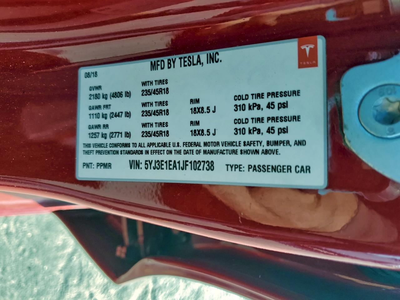 2018 TESLA MODEL 3 photo 13