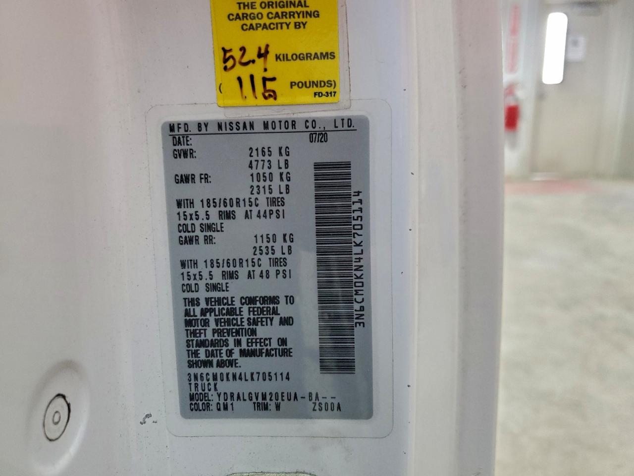 2020 NISSAN NV200 DELIVERY VAN photo 13