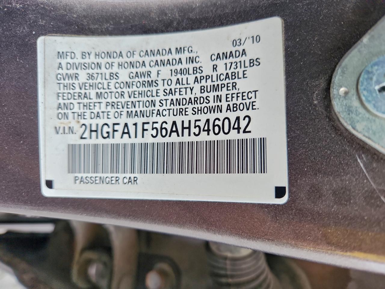 2010 HONDA CIVIC LX photo 12