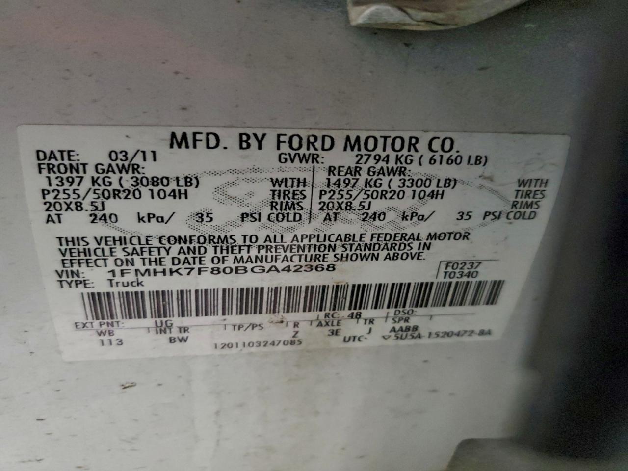2011 FORD EXPLORER LIMITED photo 13