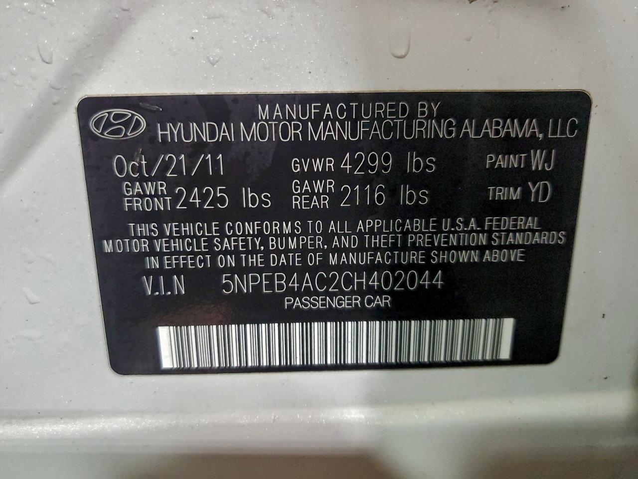 2012 HYUNDAI SONATA GLS photo 13