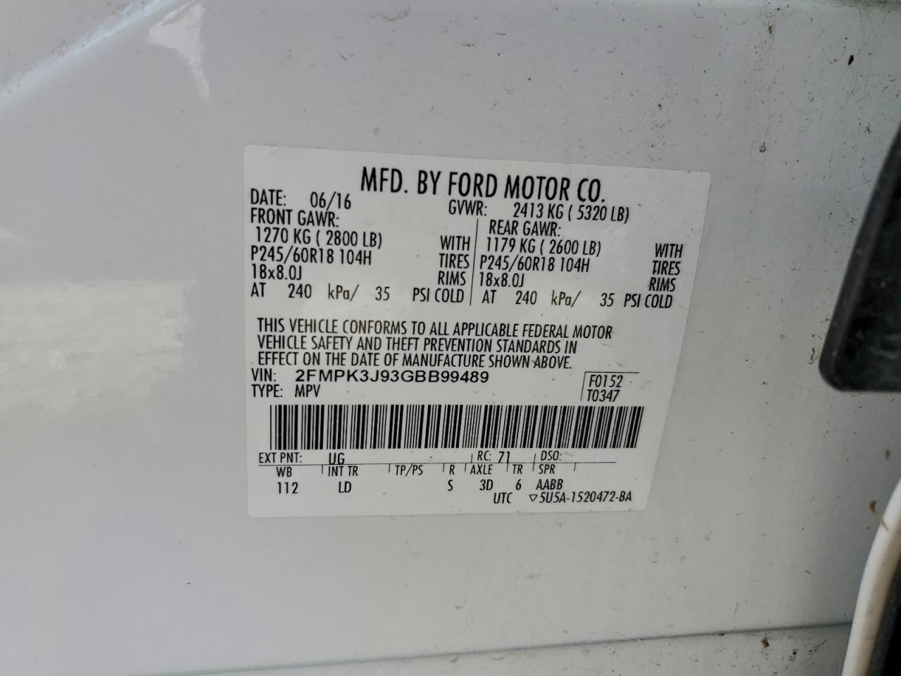 2016 FORD EDGE SEL photo 13