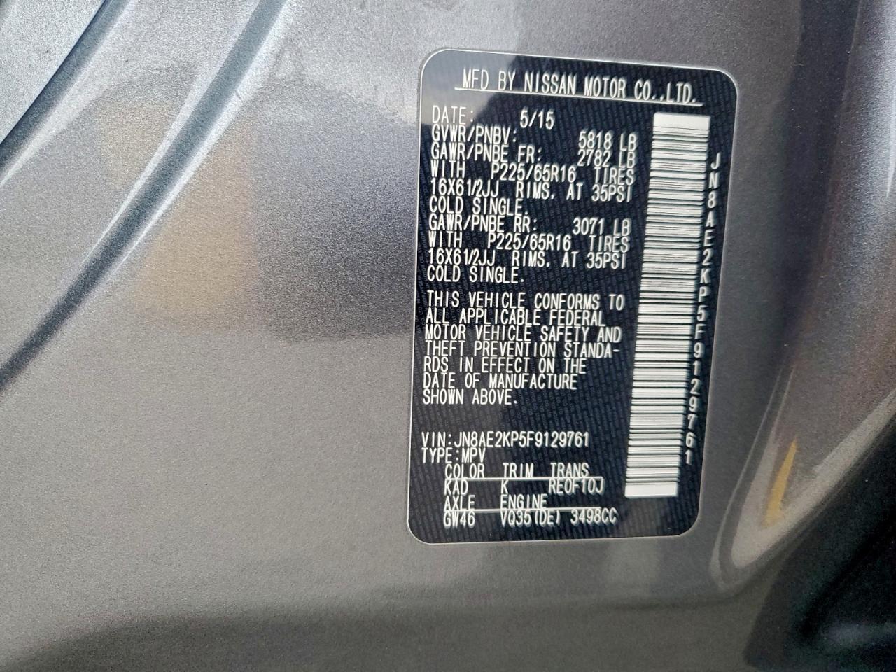 2015 NISSAN QUEST S photo 37
