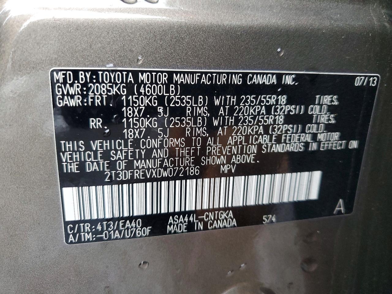 2013 TOYOTA RAV4 LIMITED photo 13