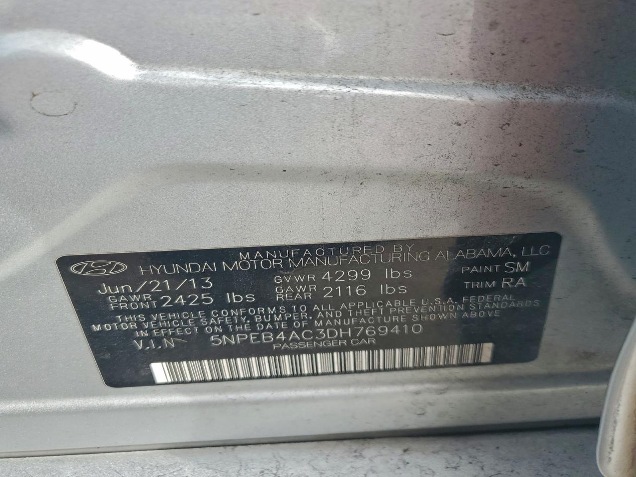 2013 HYUNDAI SONATA GLS photo 12