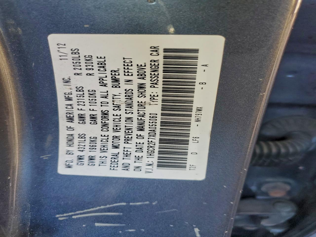 2013 HONDA ACCORD EX photo 12