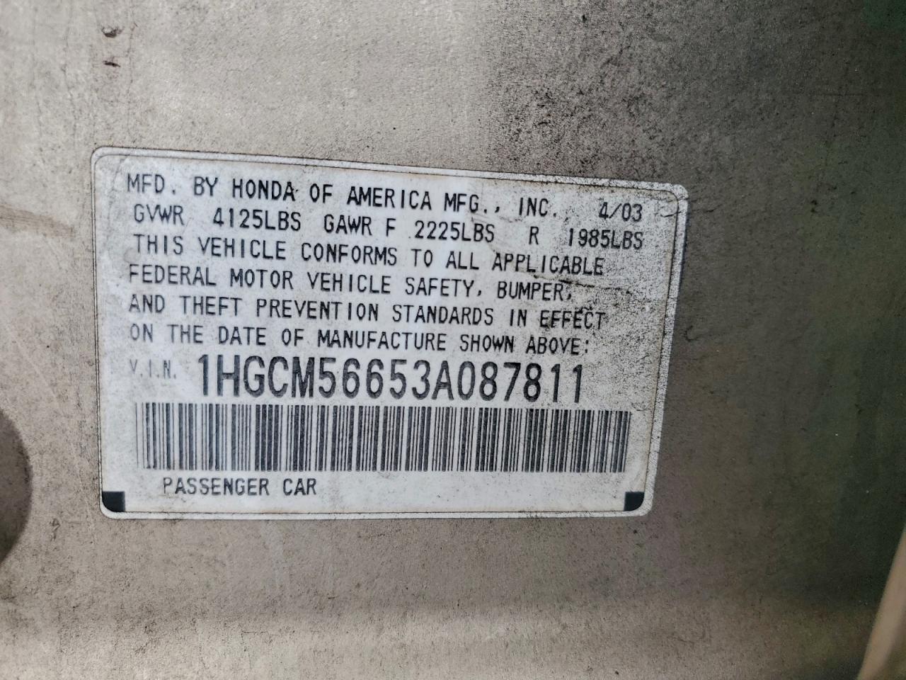 2003 HONDA ACCORD EX photo 12