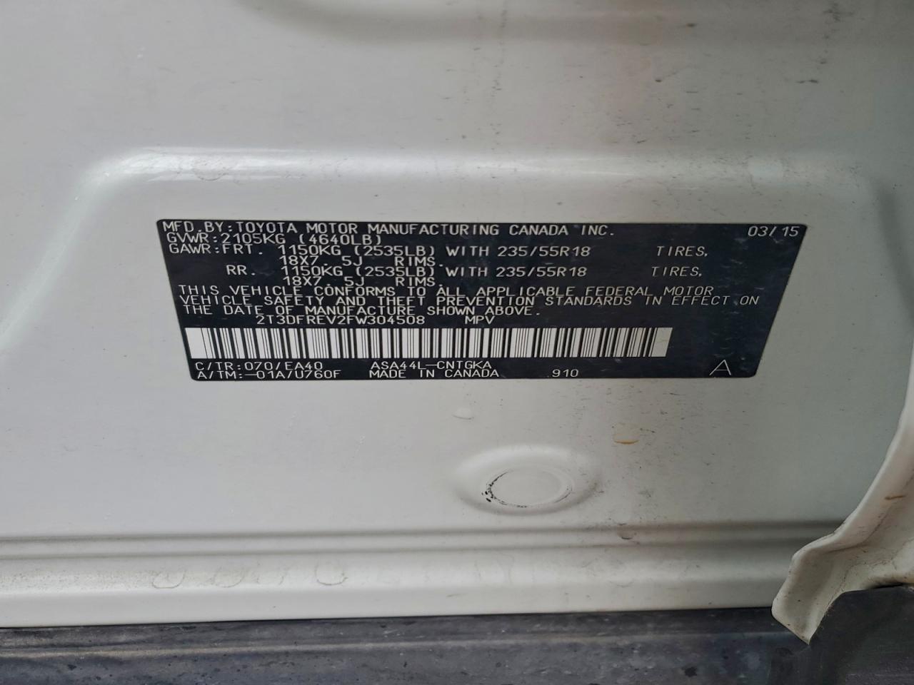 2015 TOYOTA RAV4 LIMITED photo 13