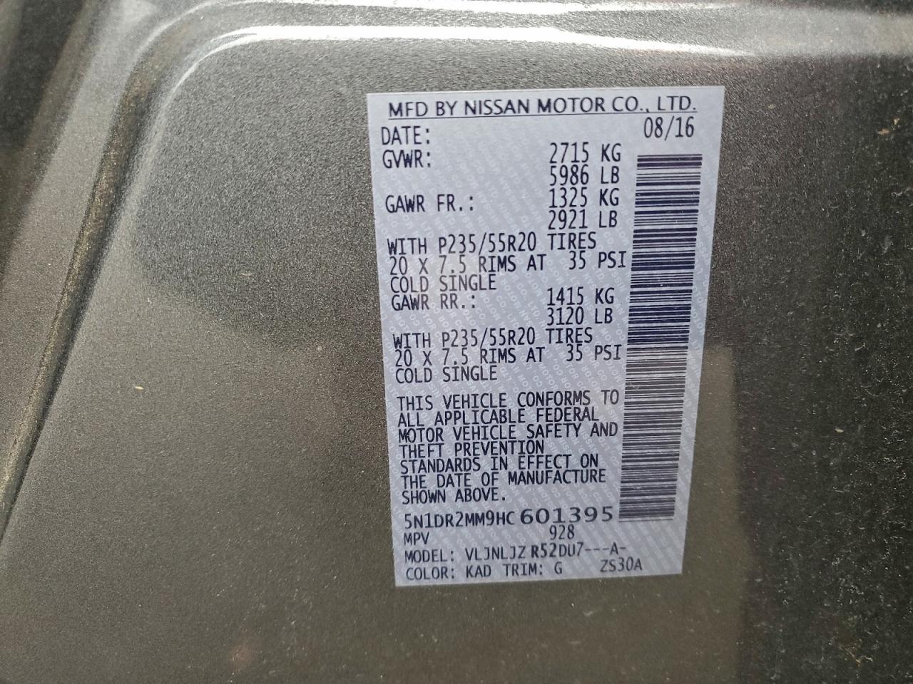 2017 NISSAN PATHFINDER S photo 13