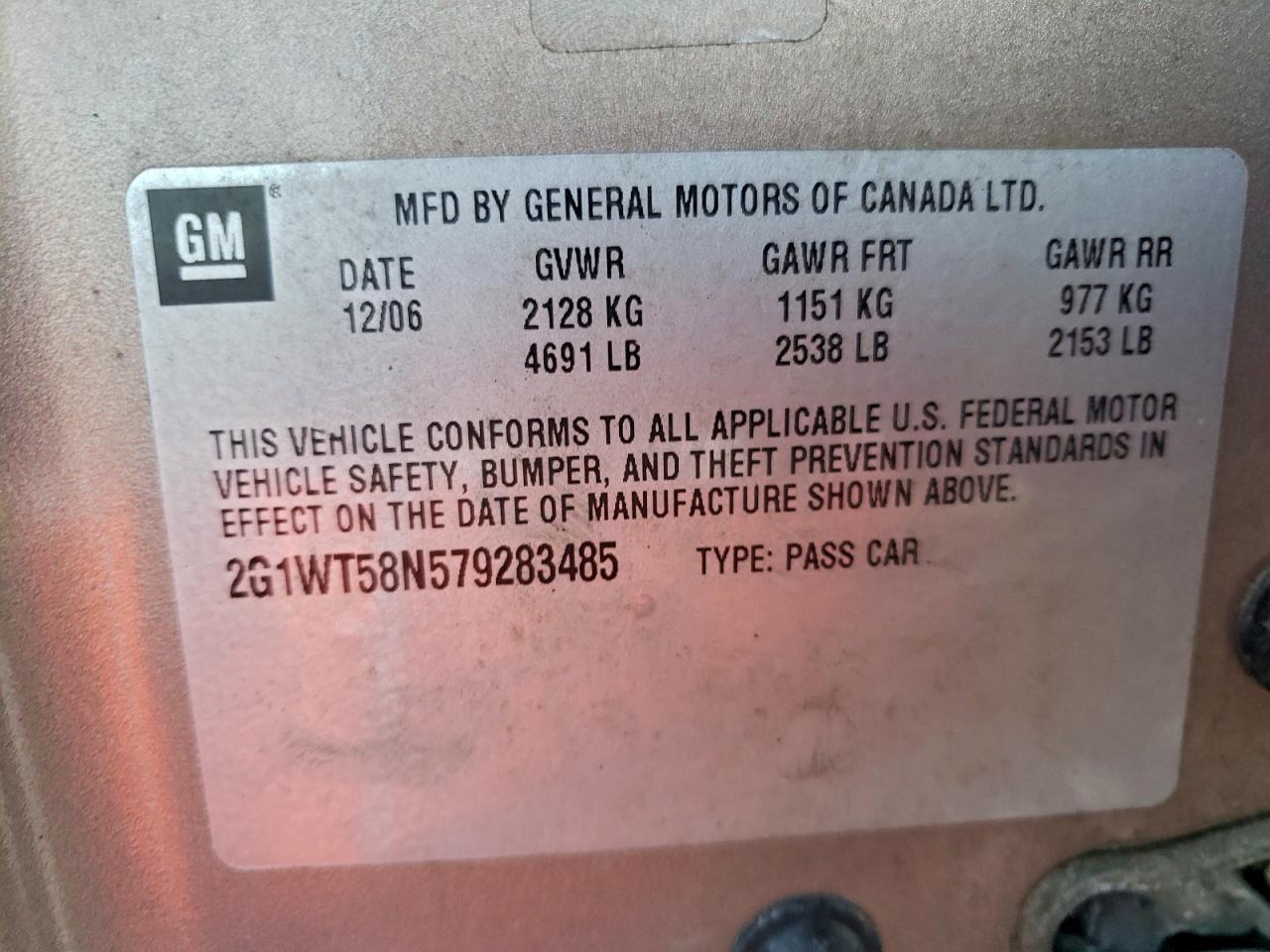 2007 CHEVROLET IMPALA LT photo 12