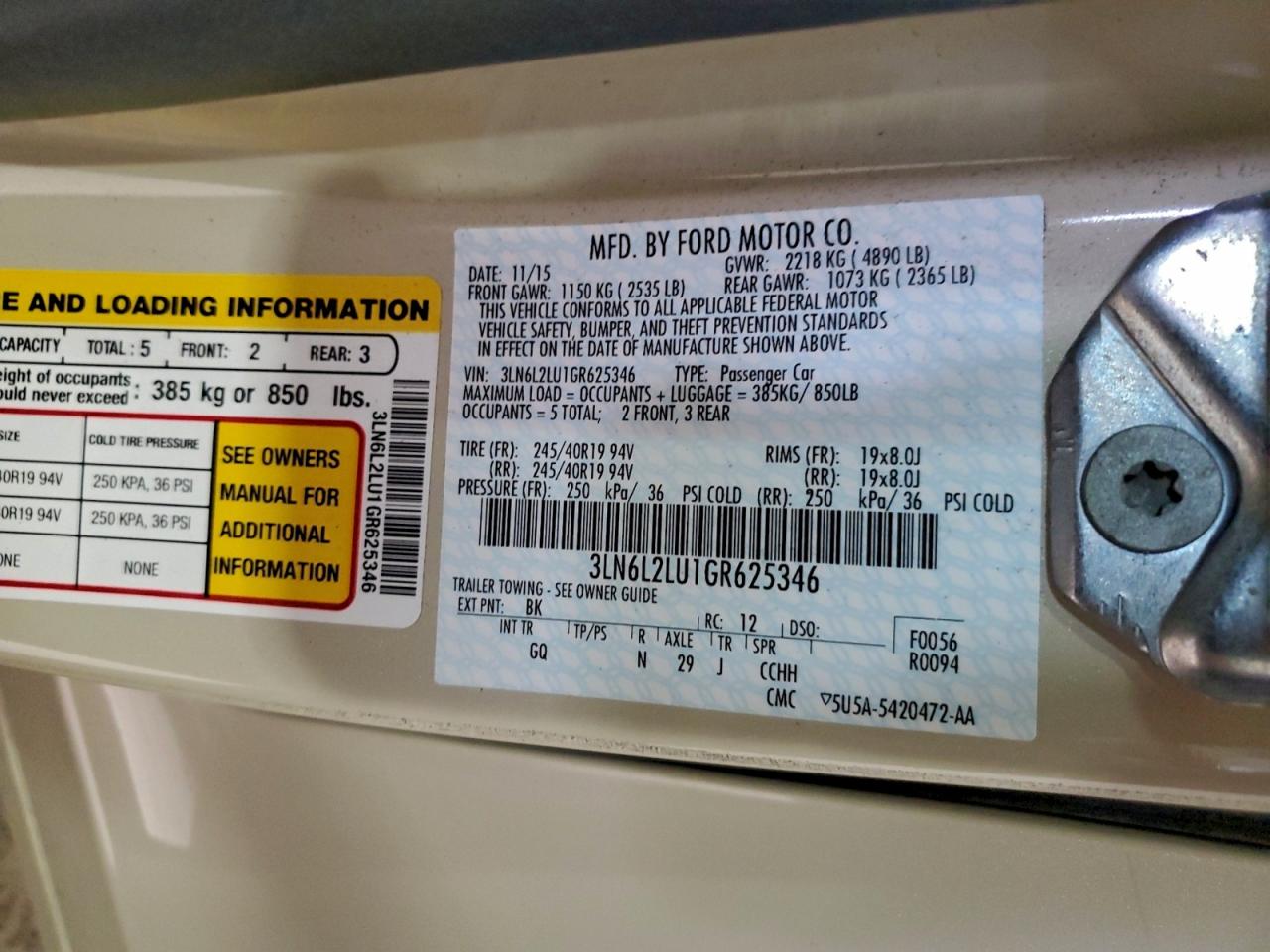 2016 LINCOLN MKZ HYBRID photo 12