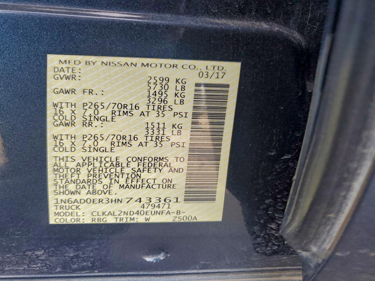 2017 NISSAN FRONTIER S photo 12