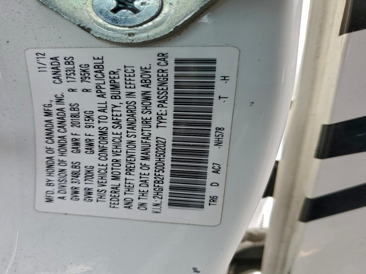 2013 HONDA CIVIC LX photo 13