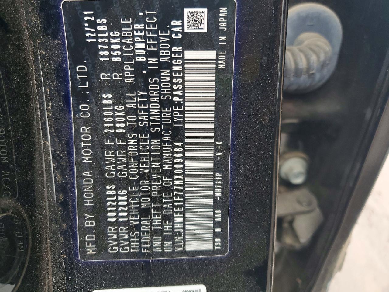 2022 HONDA CIVIC EX photo 12