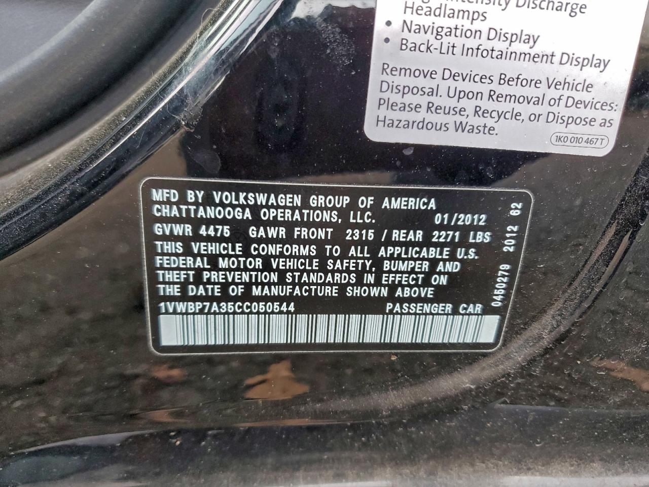 2012 VOLKSWAGEN PASSAT SE photo 13