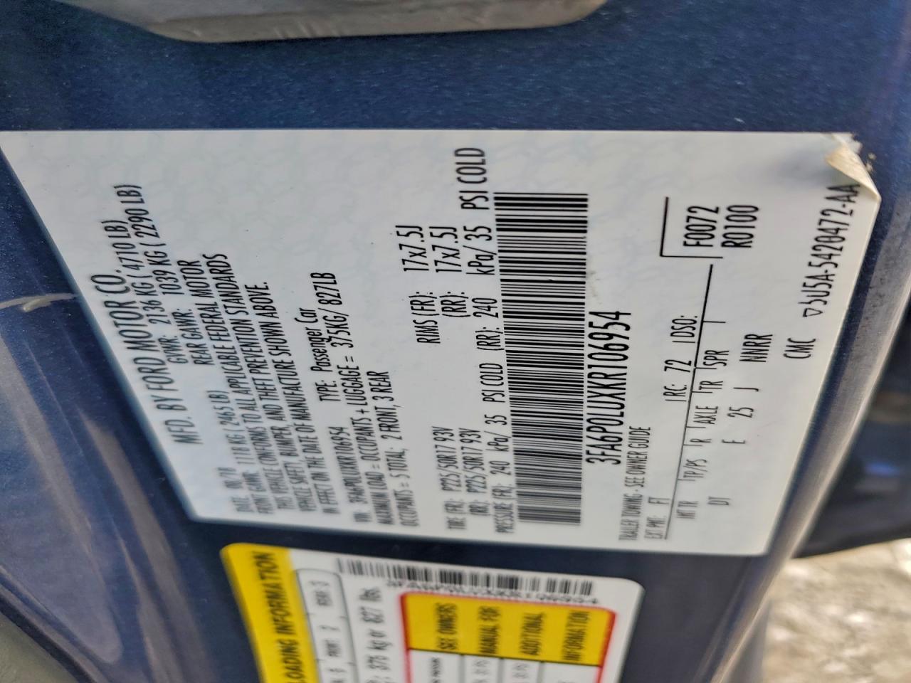 2019 FORD FUSION SE photo 13