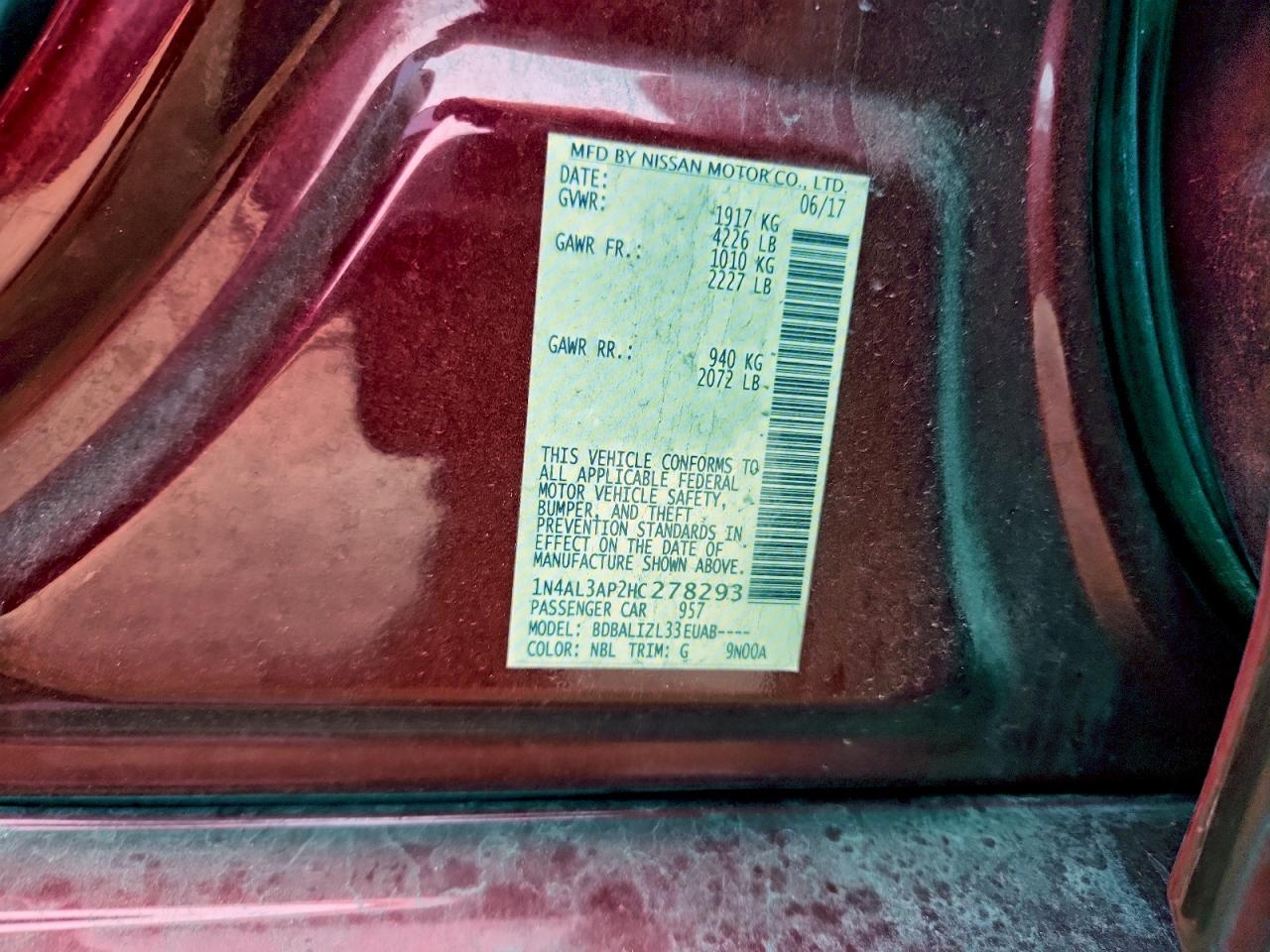 2017 NISSAN ALTIMA 2.5 photo 12