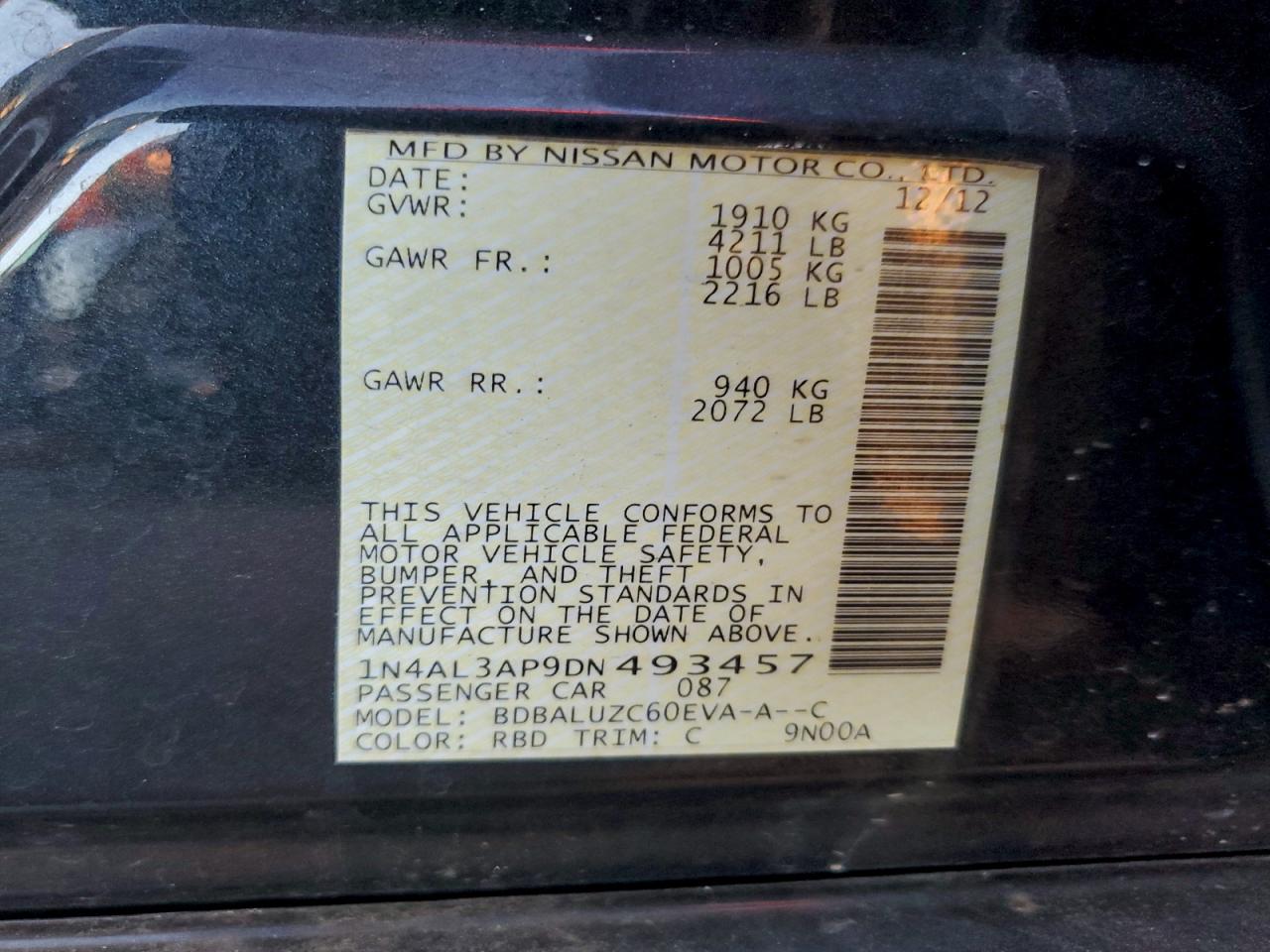 2013 NISSAN ALTIMA 2.5 photo 12