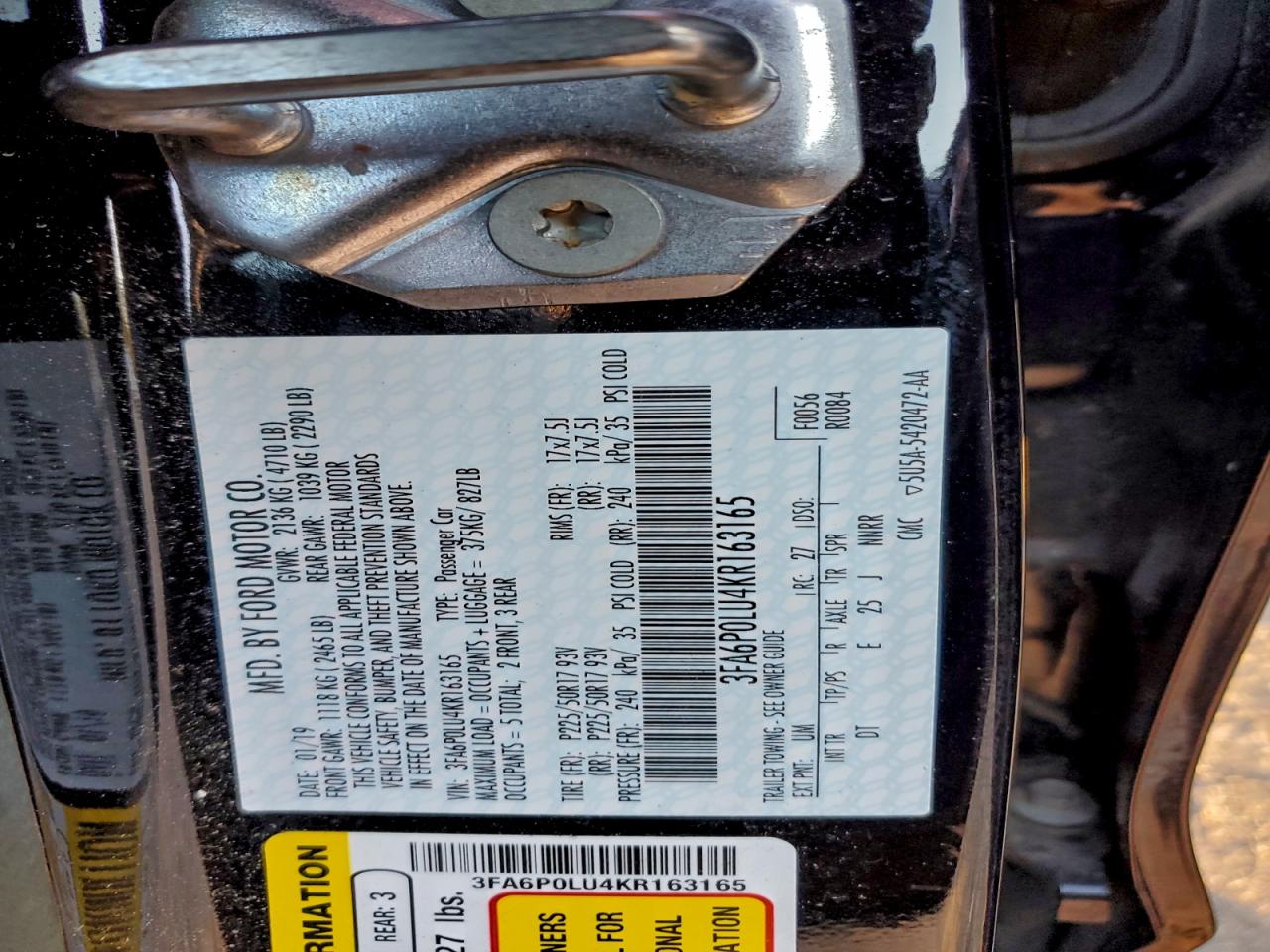 2019 FORD FUSION SE photo 12