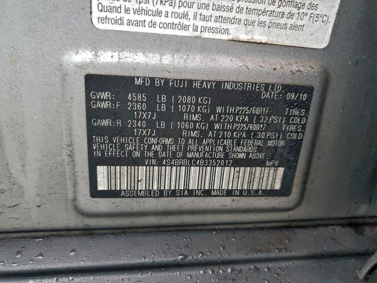 2011 SUBARU OUTBACK 2.5I LIMITED photo 14