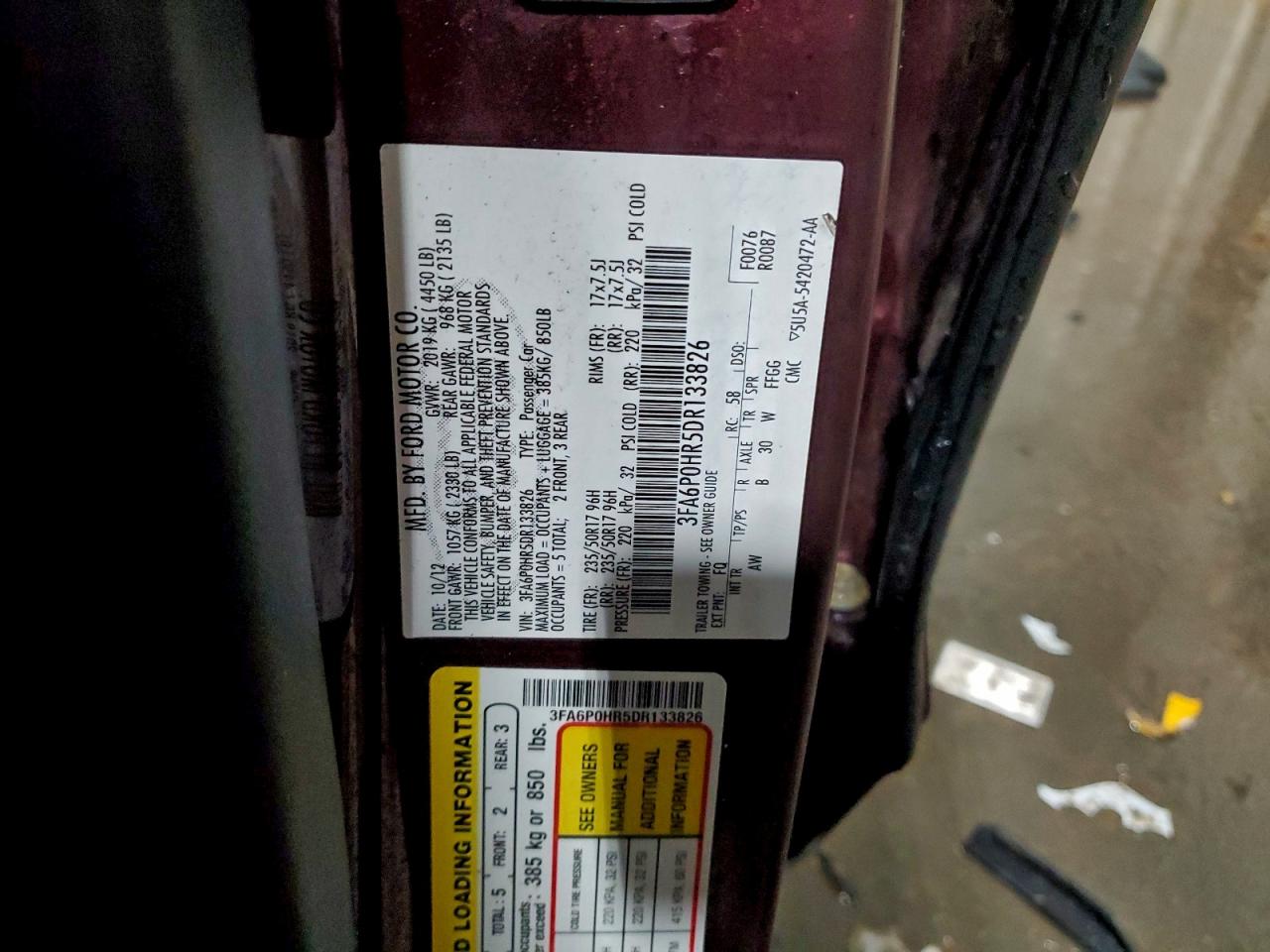 2013 FORD FUSION SE photo 12
