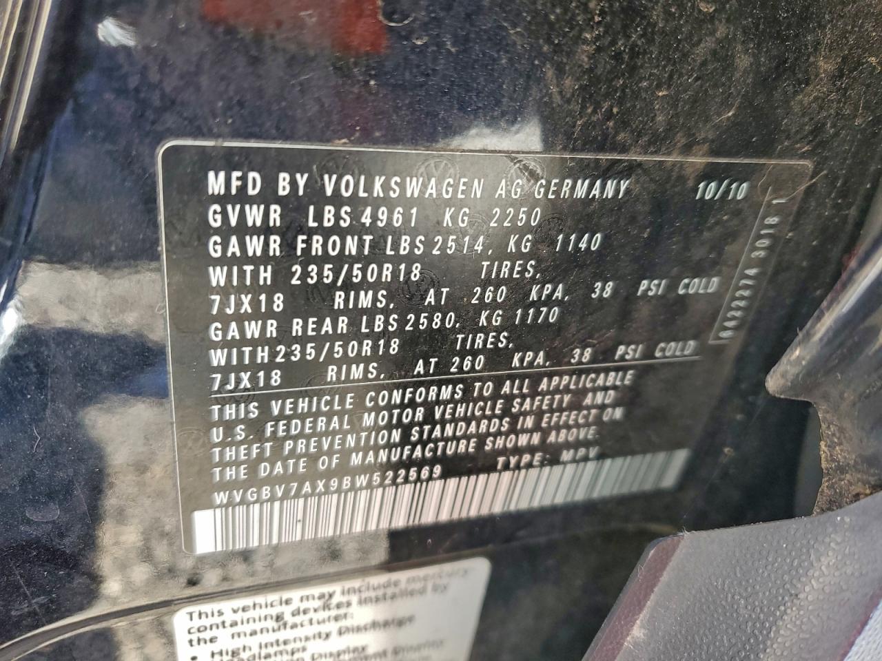 2011 VOLKSWAGEN TIGUAN photo 13