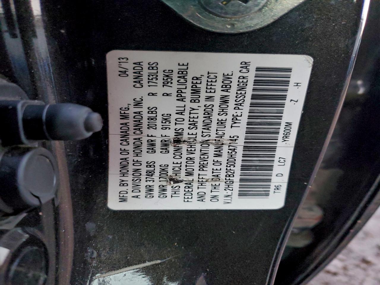 2013 HONDA CIVIC LX photo 12
