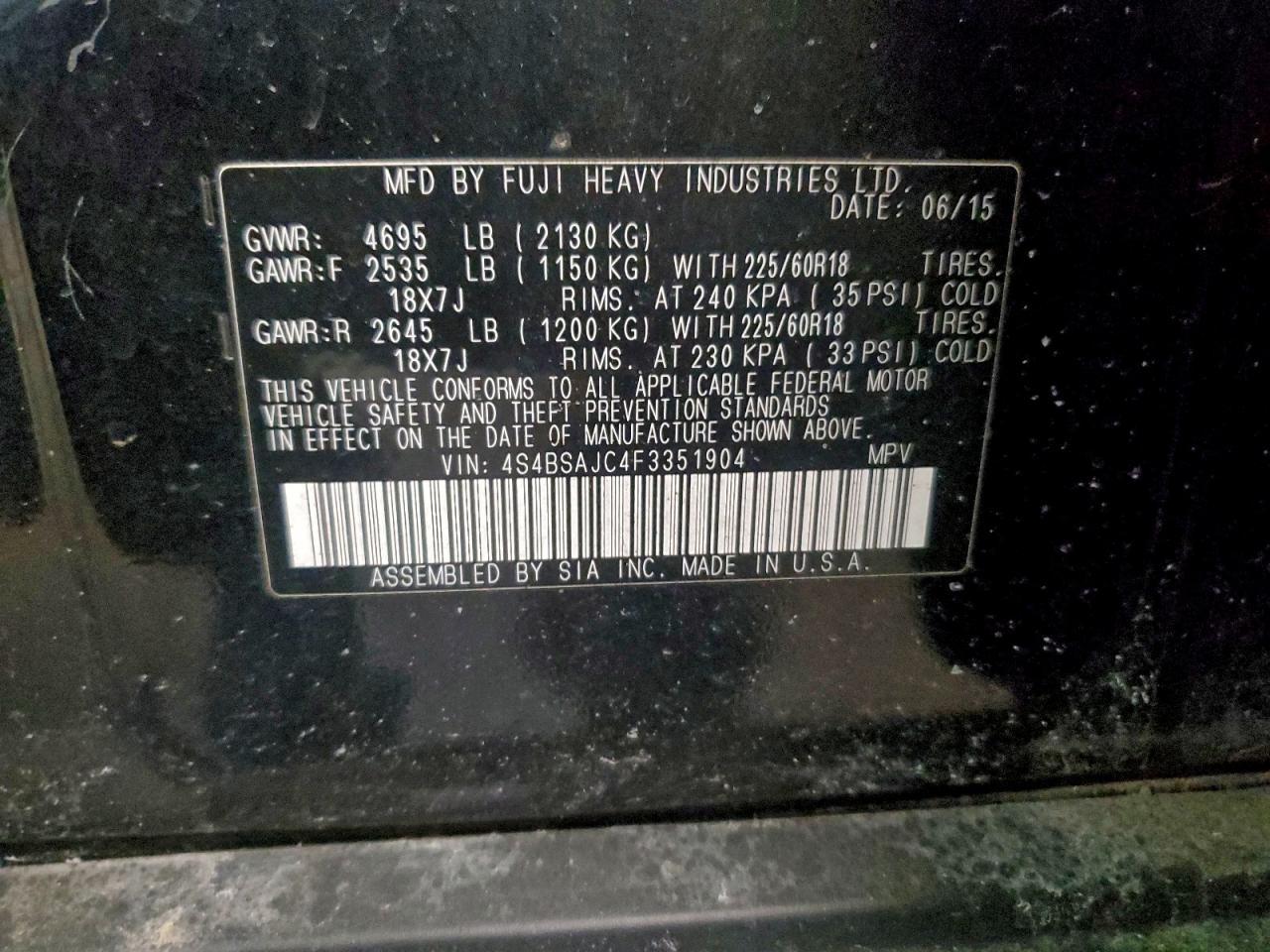2015 SUBARU OUTBACK 2.5I LIMITED photo 25