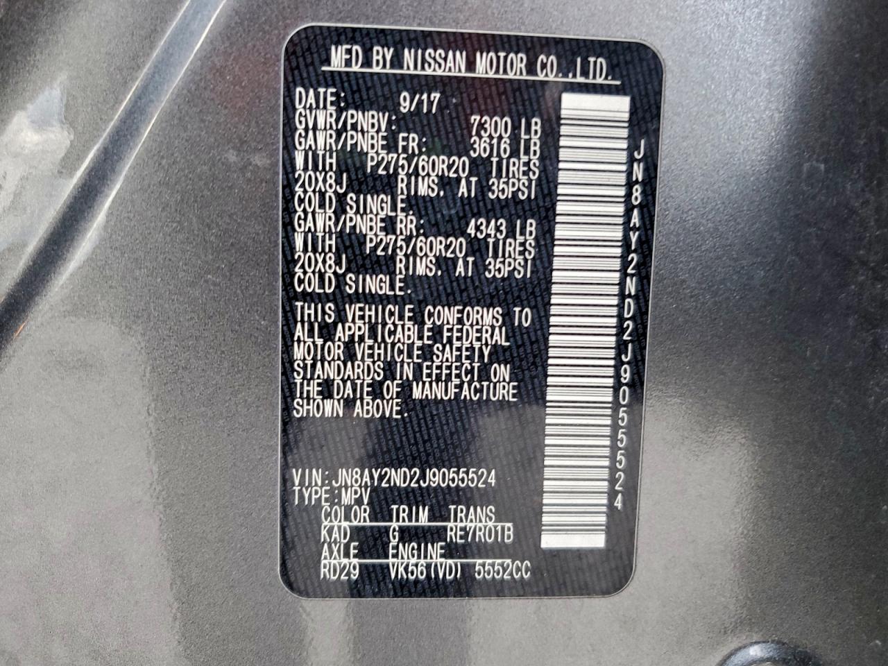 2018 NISSAN ARMADA SL photo 13