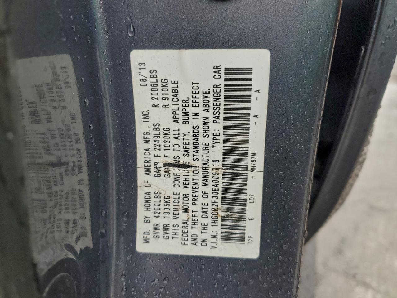 2014 HONDA ACCORD LX photo 12