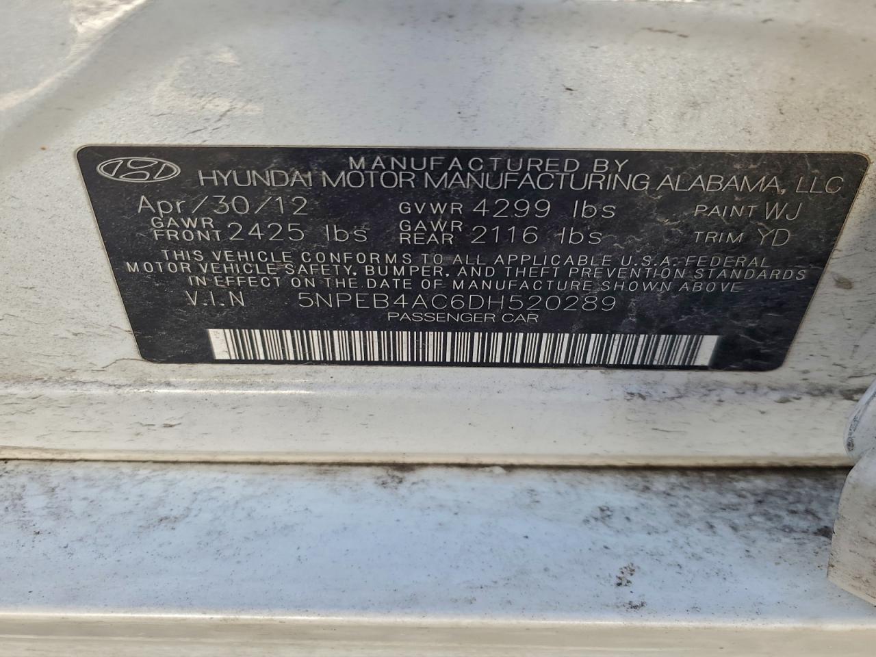 2013 HYUNDAI SONATA GLS photo 12