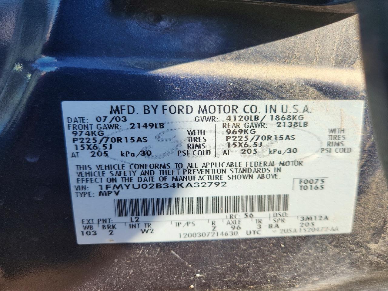 2004 FORD ESCAPE XLS photo 13