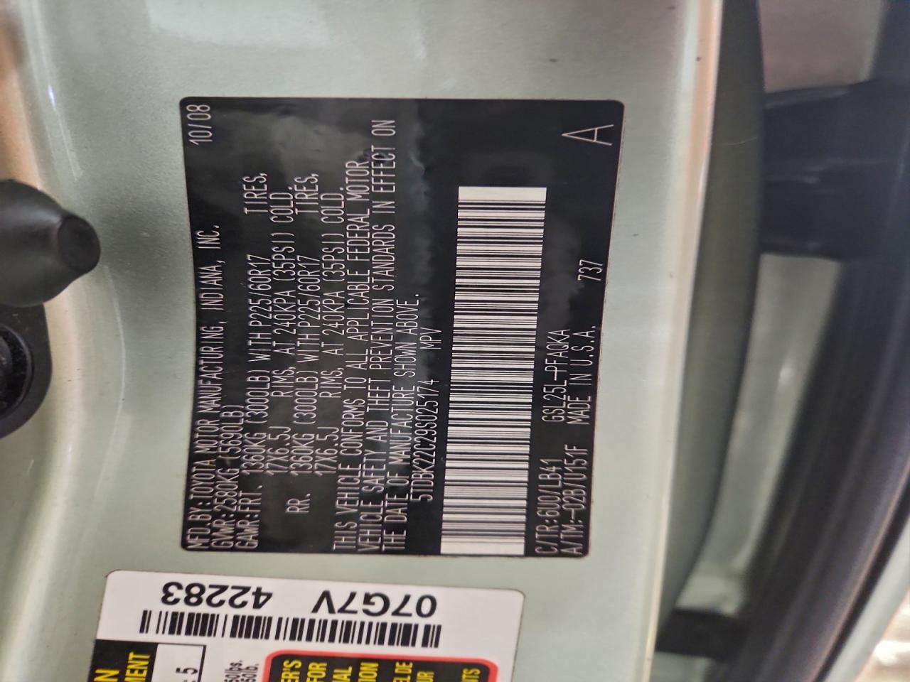 2009 TOYOTA SIENNA XLE photo 37