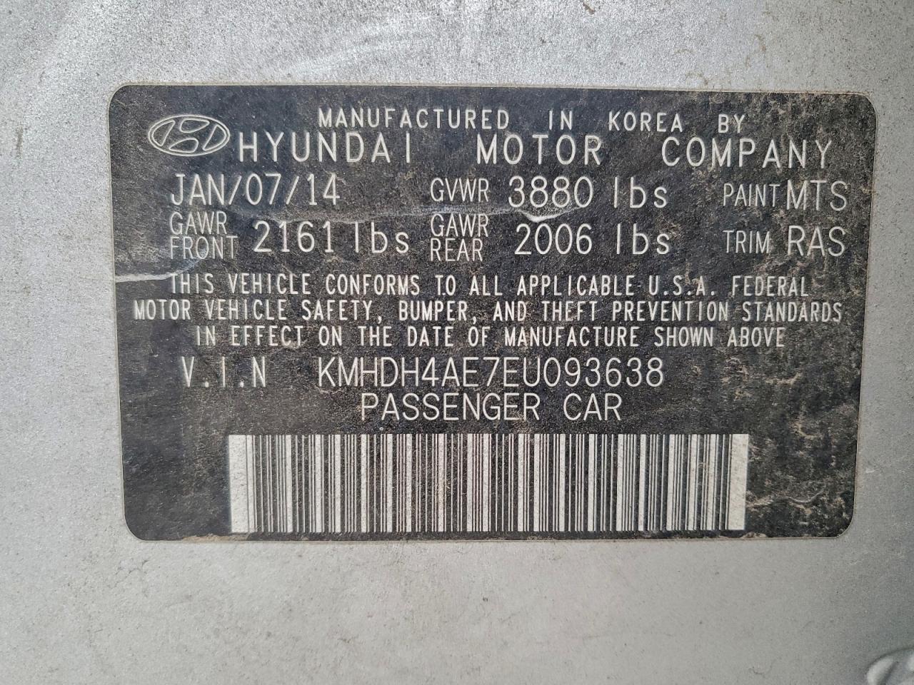 2014 HYUNDAI ELANTRA SE photo 12