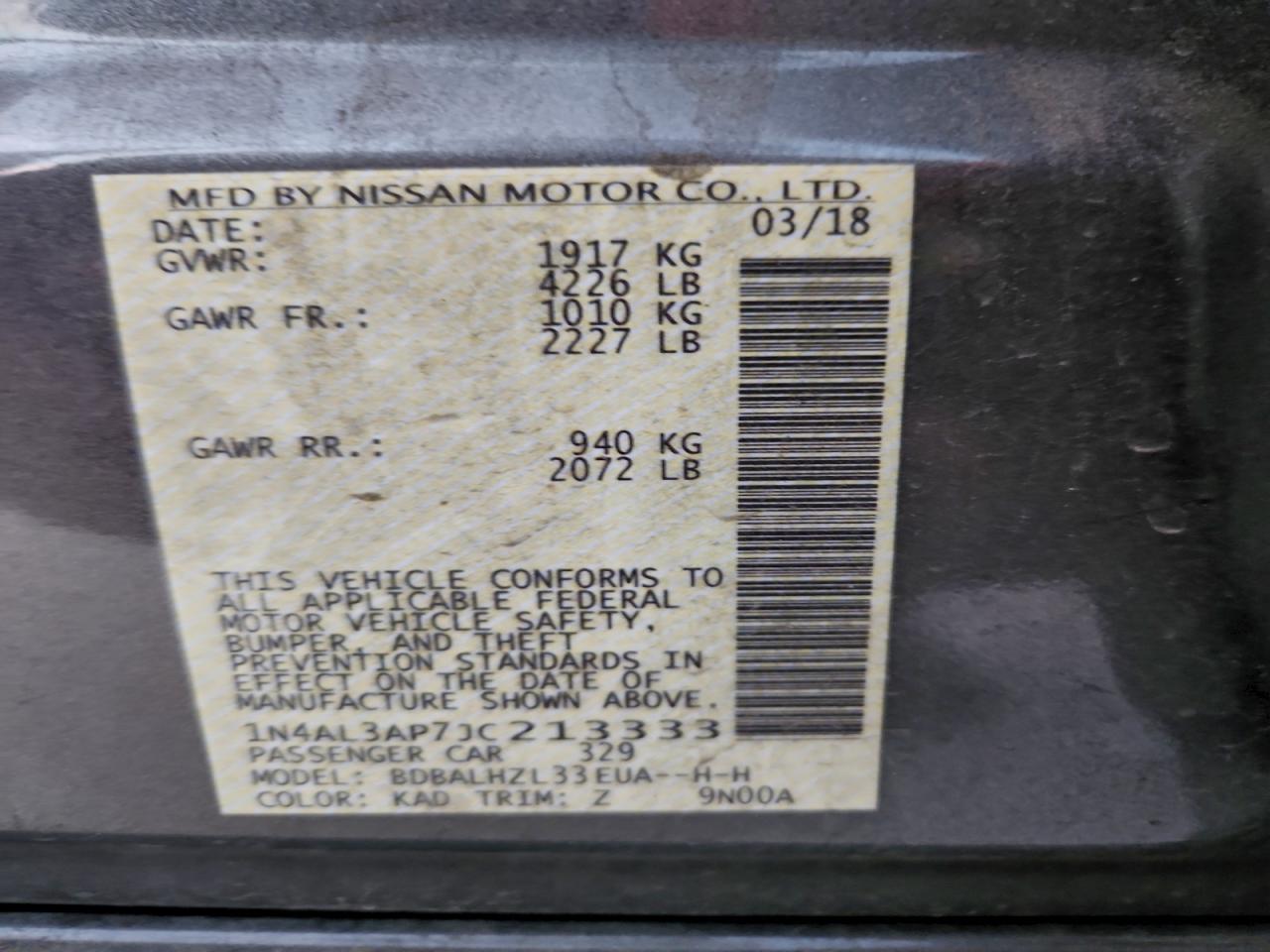 2018 NISSAN ALTIMA 2.5 photo 12