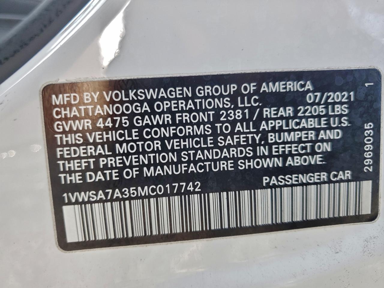 2021 VOLKSWAGEN PASSAT SE photo 49